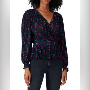 THE KOOPLES Cherry Print Pleated Crepe Top size 1
